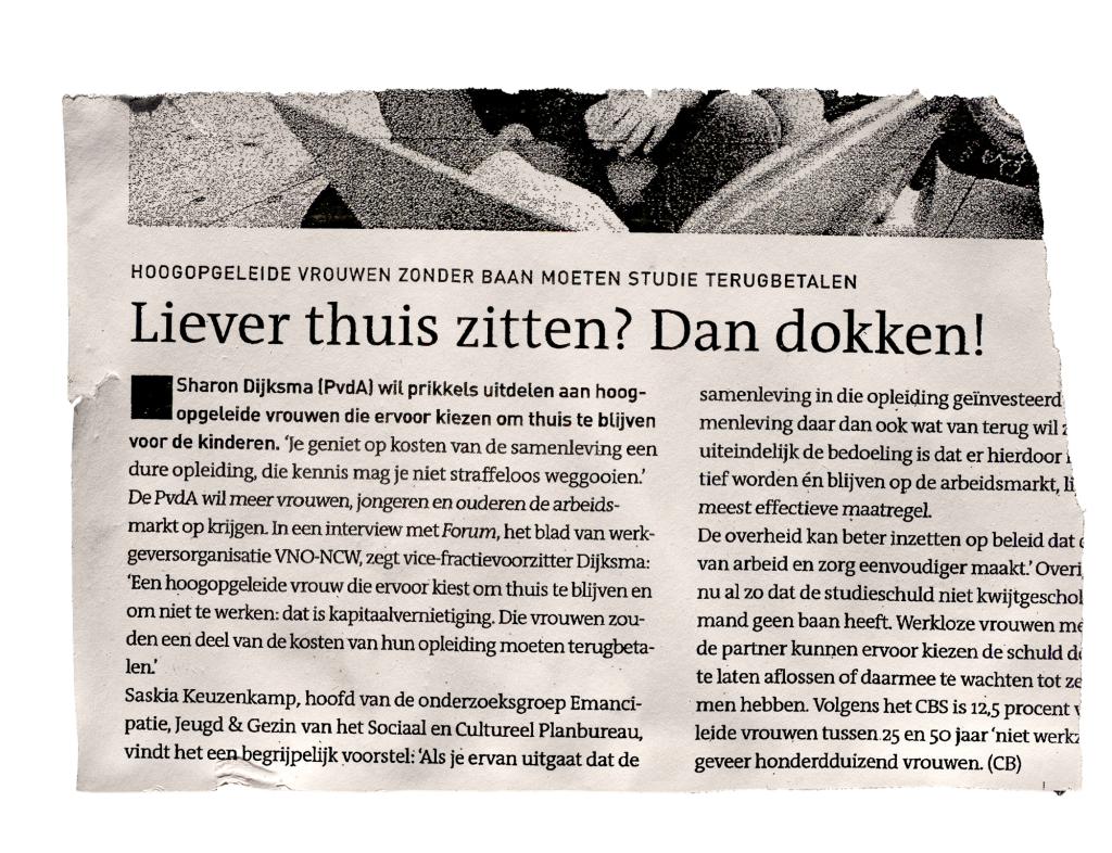 Een foto van een krantenknipsel om aan te geven welke verhalen allemaal in 30 jaar Forum zijn verschenen
